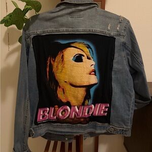 Blondie Punk Patch Denim Jacket with Graphic Patch and pins